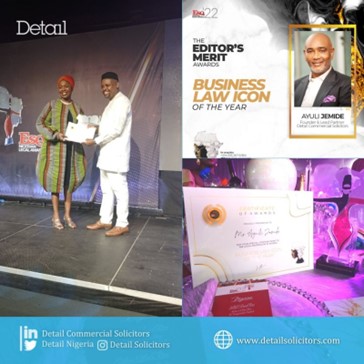 Business Law Icon of the Year 2022 by ESQ Nigerian Legal Awards – Ayuli Jemide