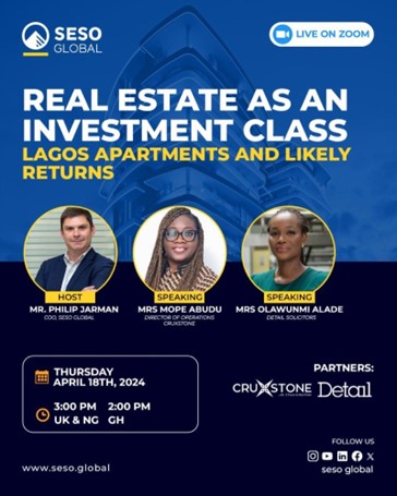 Our Associate Partner, Olawunmi Alade, speaks at the Real Estate Summit organised by Seso Global Limited, in conjunction with Cruxstone Development & Investment Ltd. and Detail Commercial Solicitors.